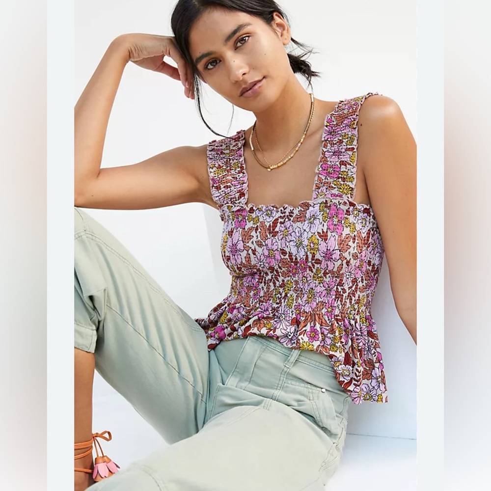 Anthropologie CONDITIONS APPLY smocked floral tank NWT